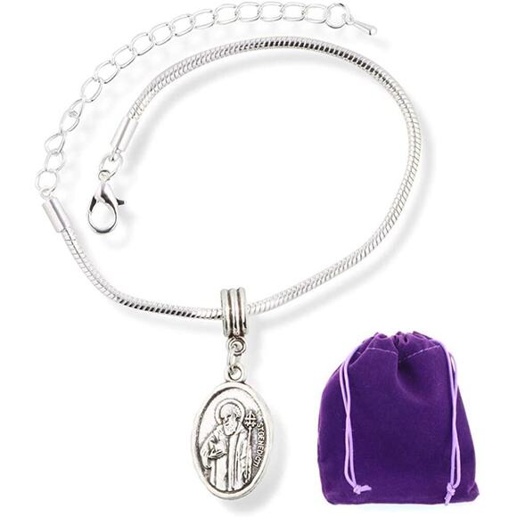 St Benedict Medal San Benito Religious Jewelry Bracelet - Picture 1 of 8